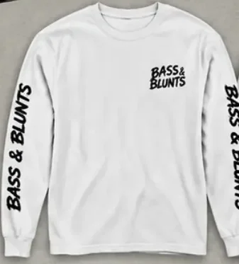 Long Sleeve White / Black print, front
