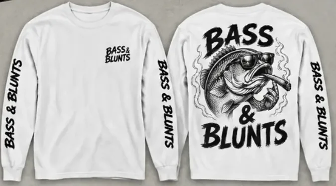 Long Sleeve White / Black print, front and back