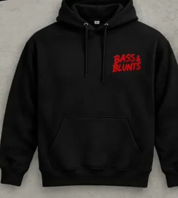Hoodie Black / Red print, front