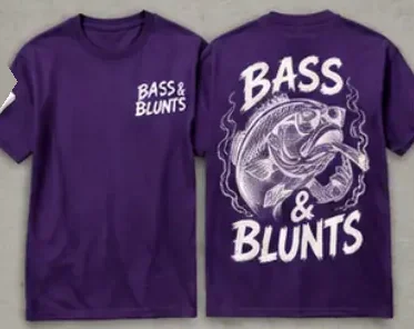 Classic Tee Purple / White print, front and back
